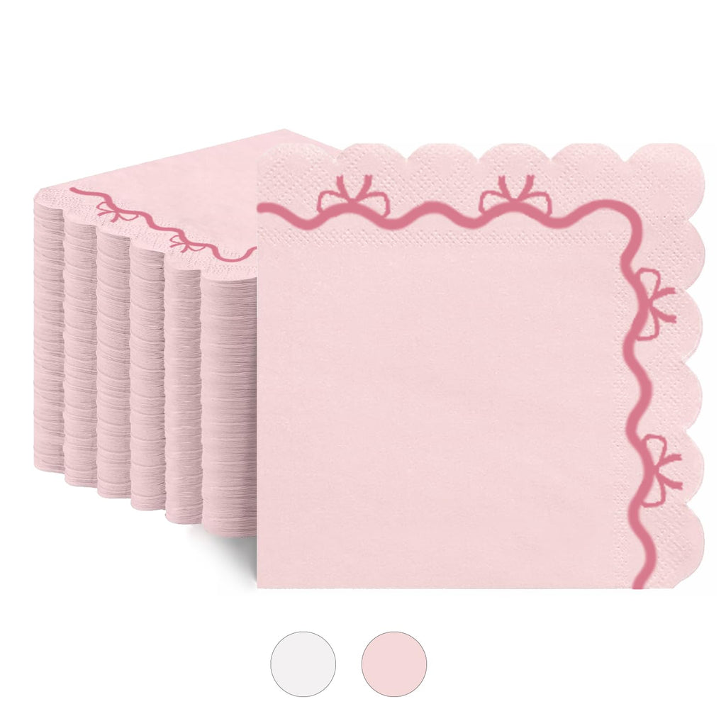 Pink Bow Cocktail Napkins – 100 Pack