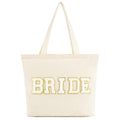 Chenille "Bride" Tote Bag – White