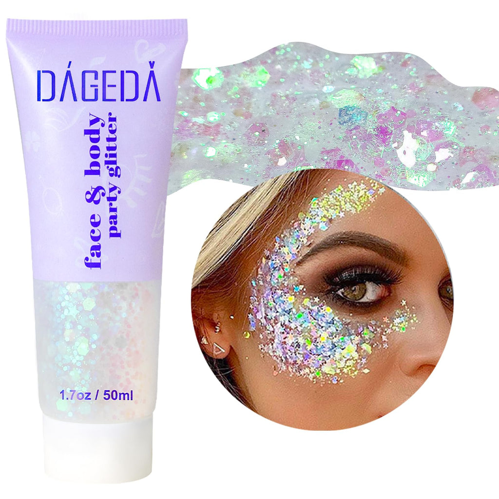 Holographic Body Glitter Gel – White, 50 ml