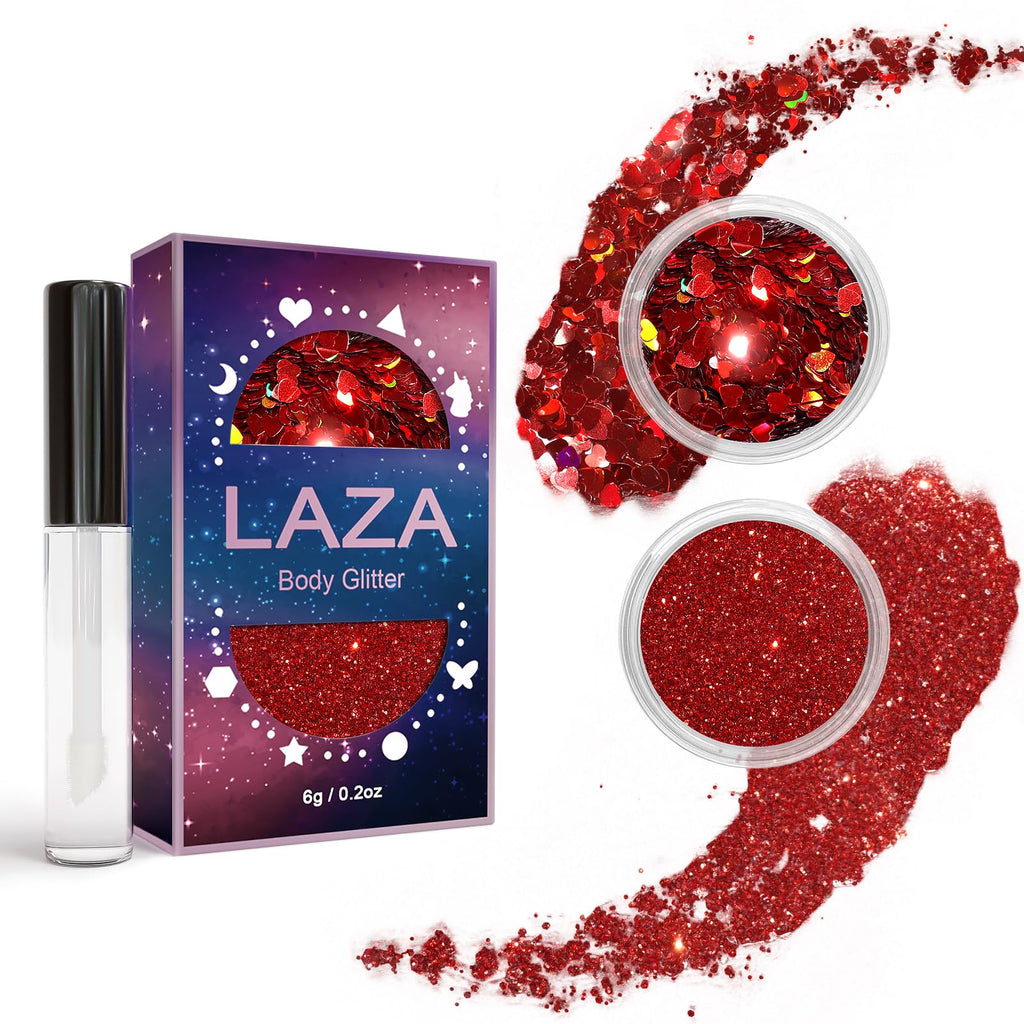 Heart Body Glitter Kit – Red