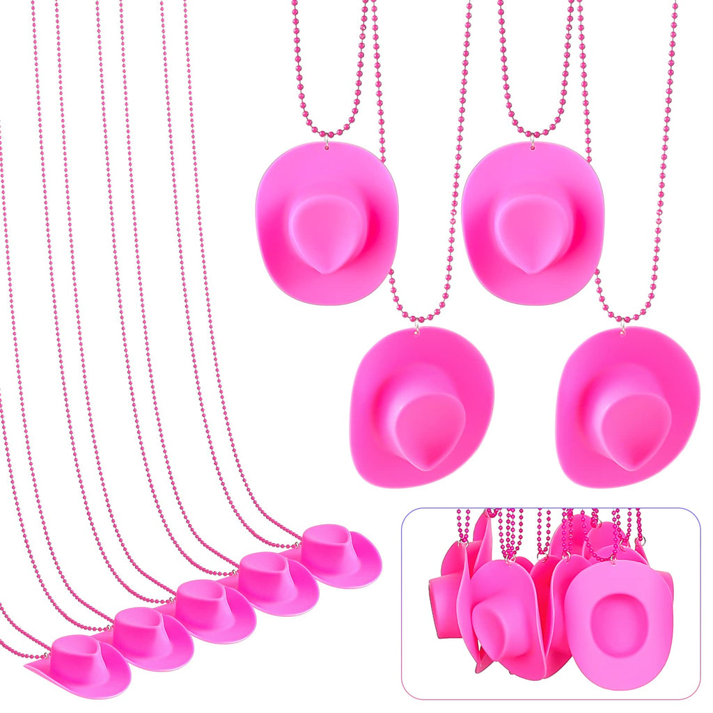Pink Cowgirl Hat Necklaces – 24 Pack