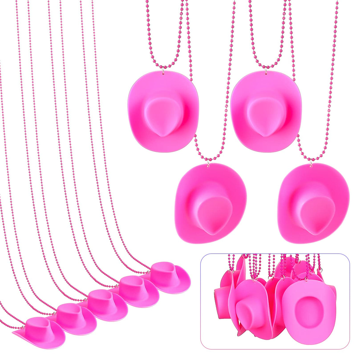 Pink Cowgirl Hat Necklaces – 24 Pack