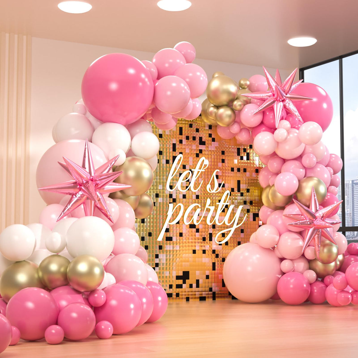 Pink, White & Gold Balloon Arch Kit – 161 Pieces