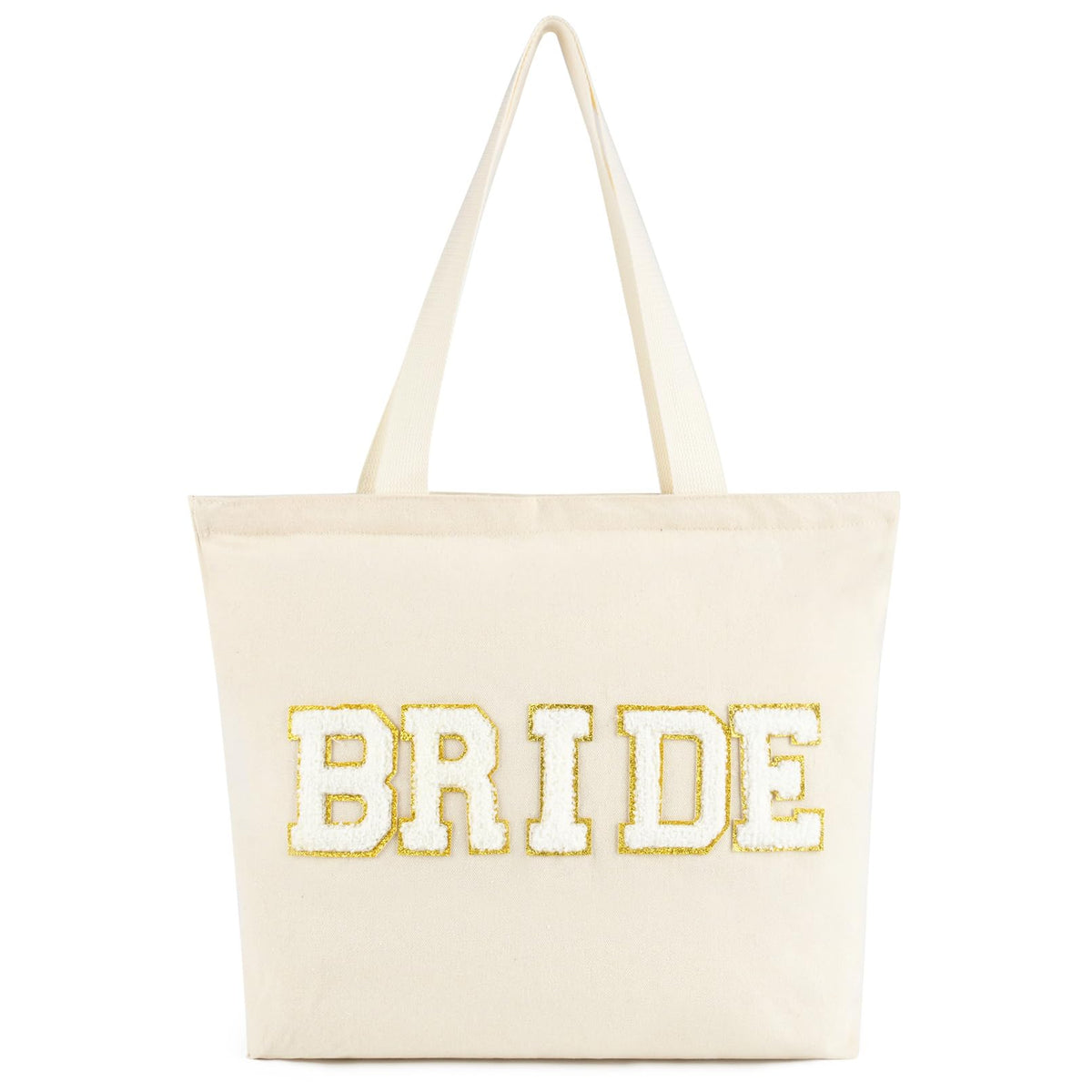 Chenille "Bride" Tote Bag – White