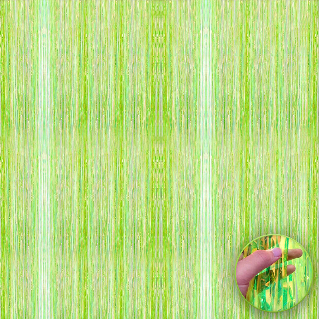 Neon Green Fringe Curtain – 3.2 x 8 ft