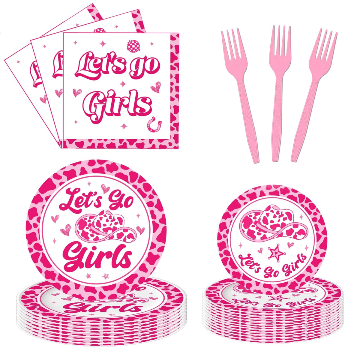 Let's Go Girls Disco Cowgirl Tableware – Serves 24