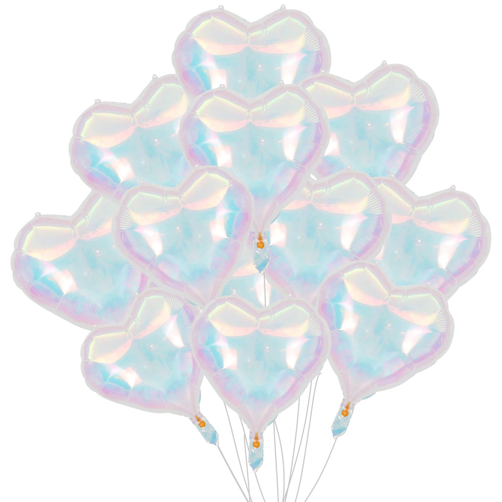 Iridescent Heart Balloons – 12 Pack, 18 in