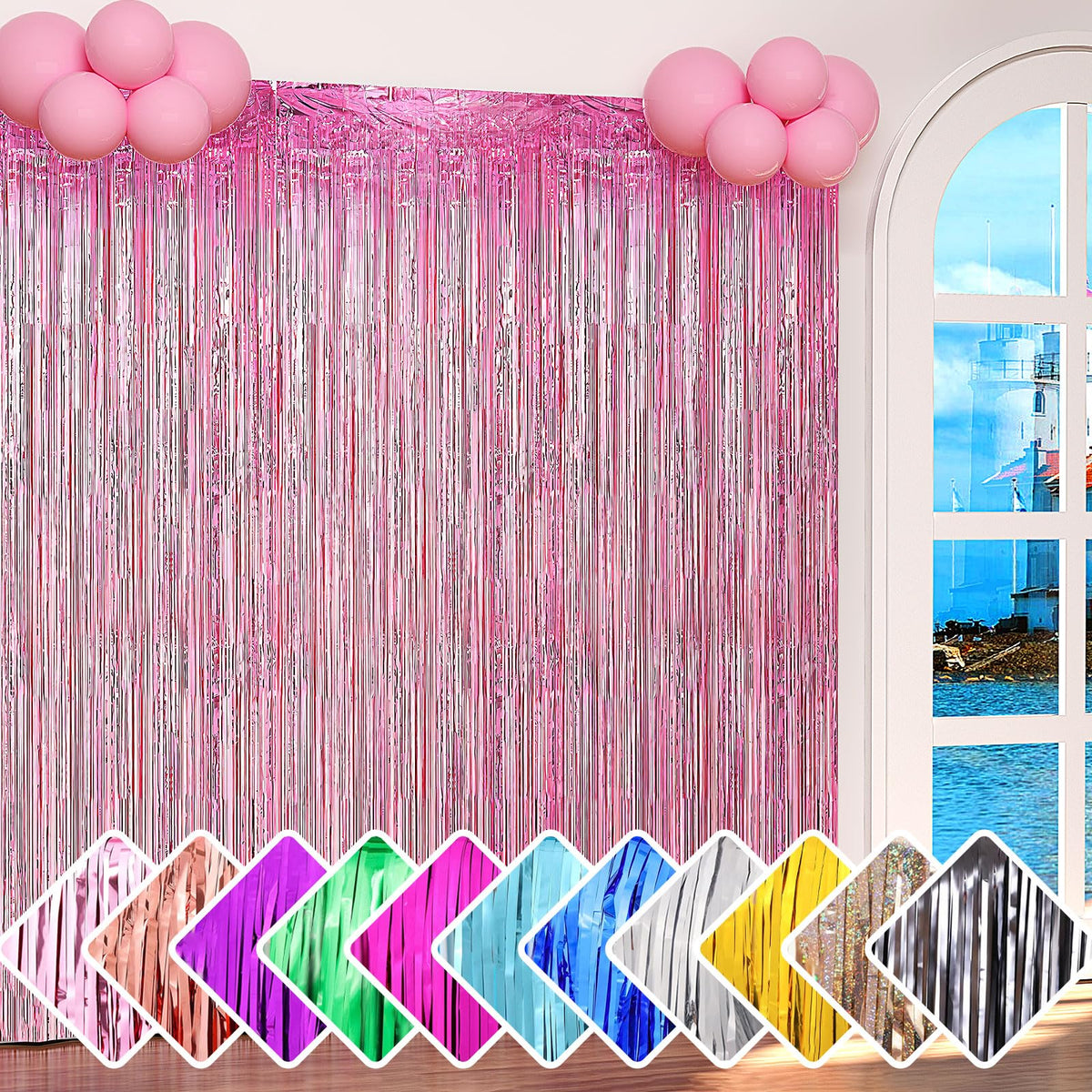 Foil Fringe Curtain Backdrop – 3 Pack
