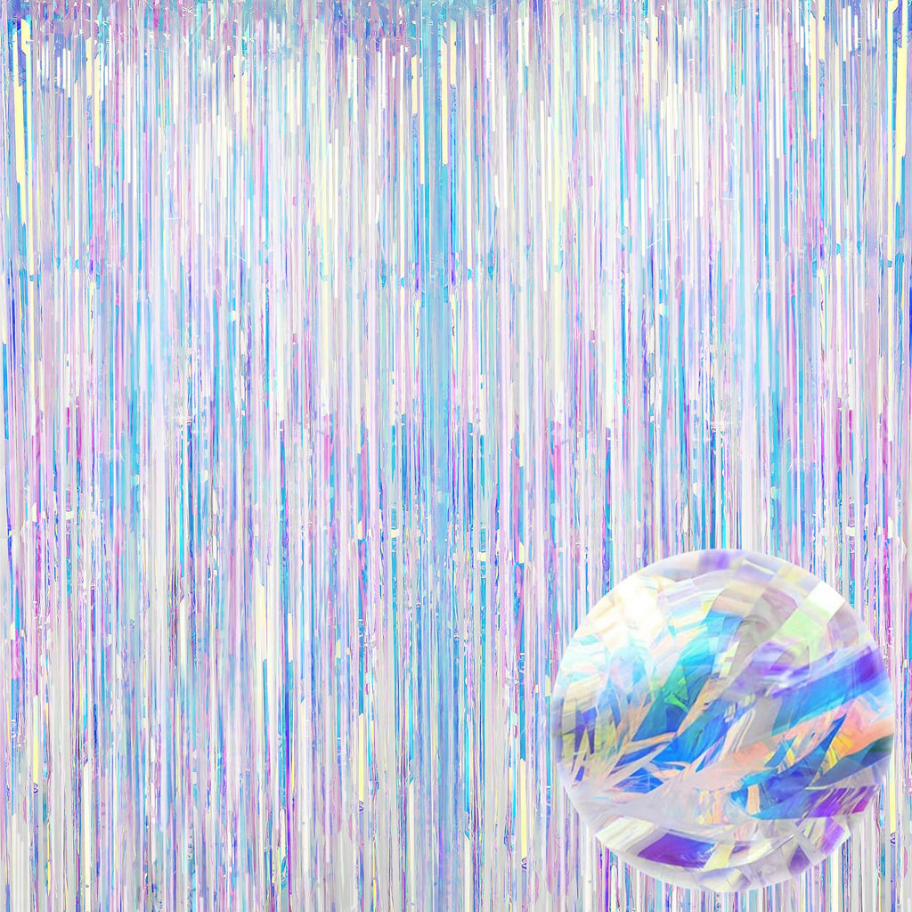 Neon Iridescent Fringe Curtain – 3.2 x 6.5 ft