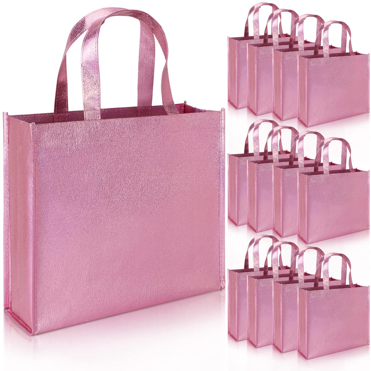 Pink Metallic Gift Bags – 12 Pack