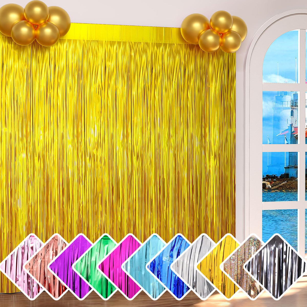 Foil Fringe Curtain Backdrop – 3 Pack