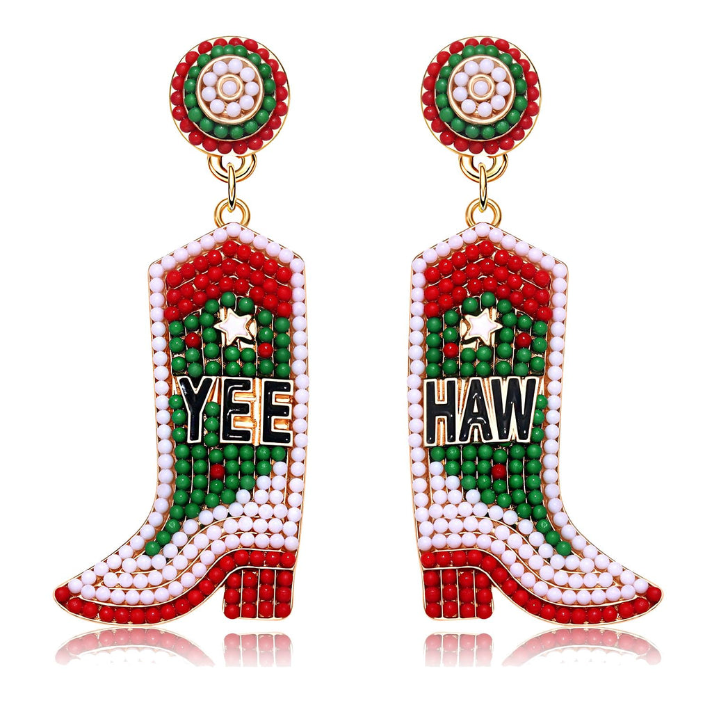 Beaded Cowboy Boot Earrings