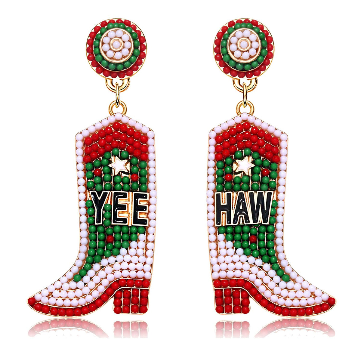 Beaded Cowboy Boot Earrings