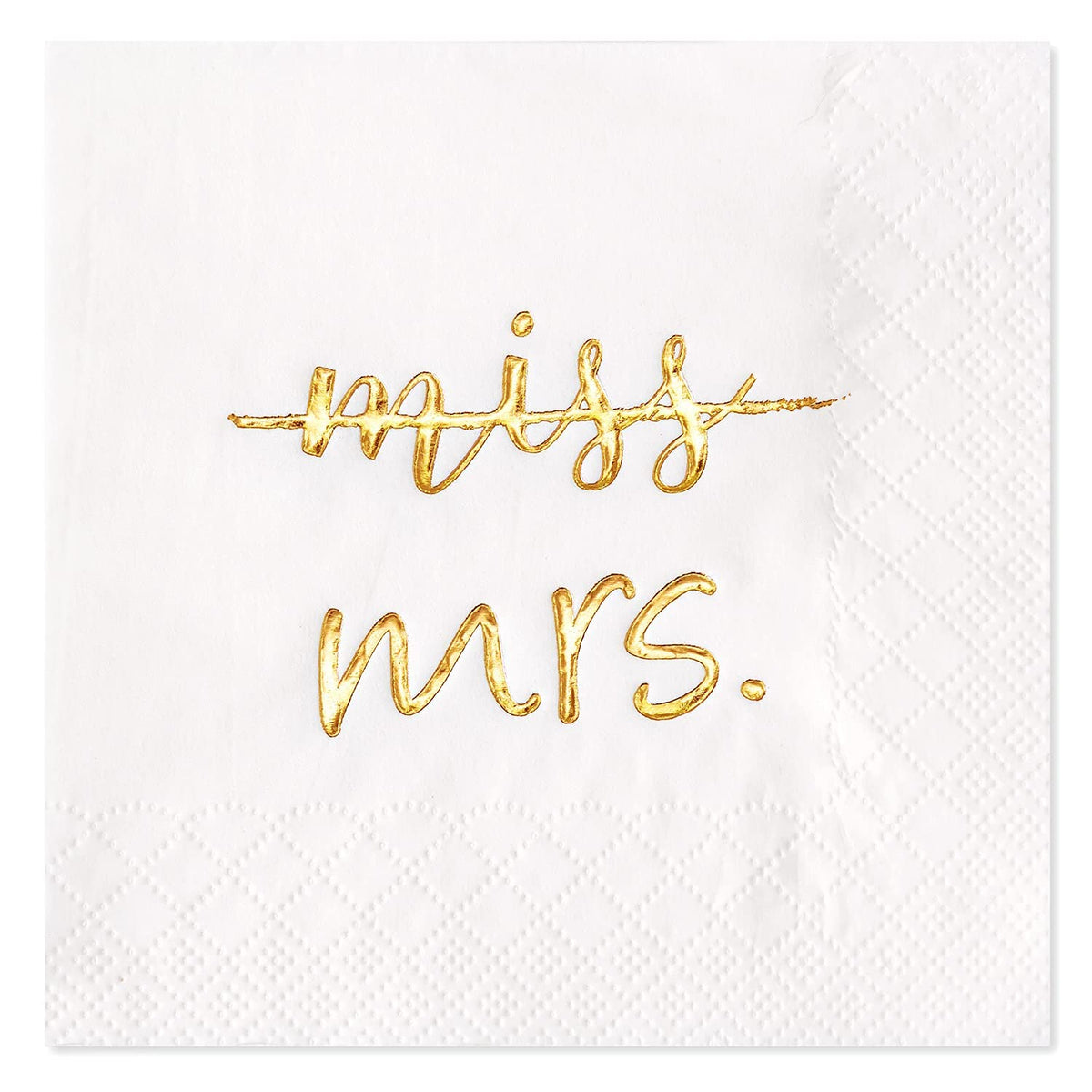 Miss to Mrs Gold Foil Cocktail Napkins – 50 Pack