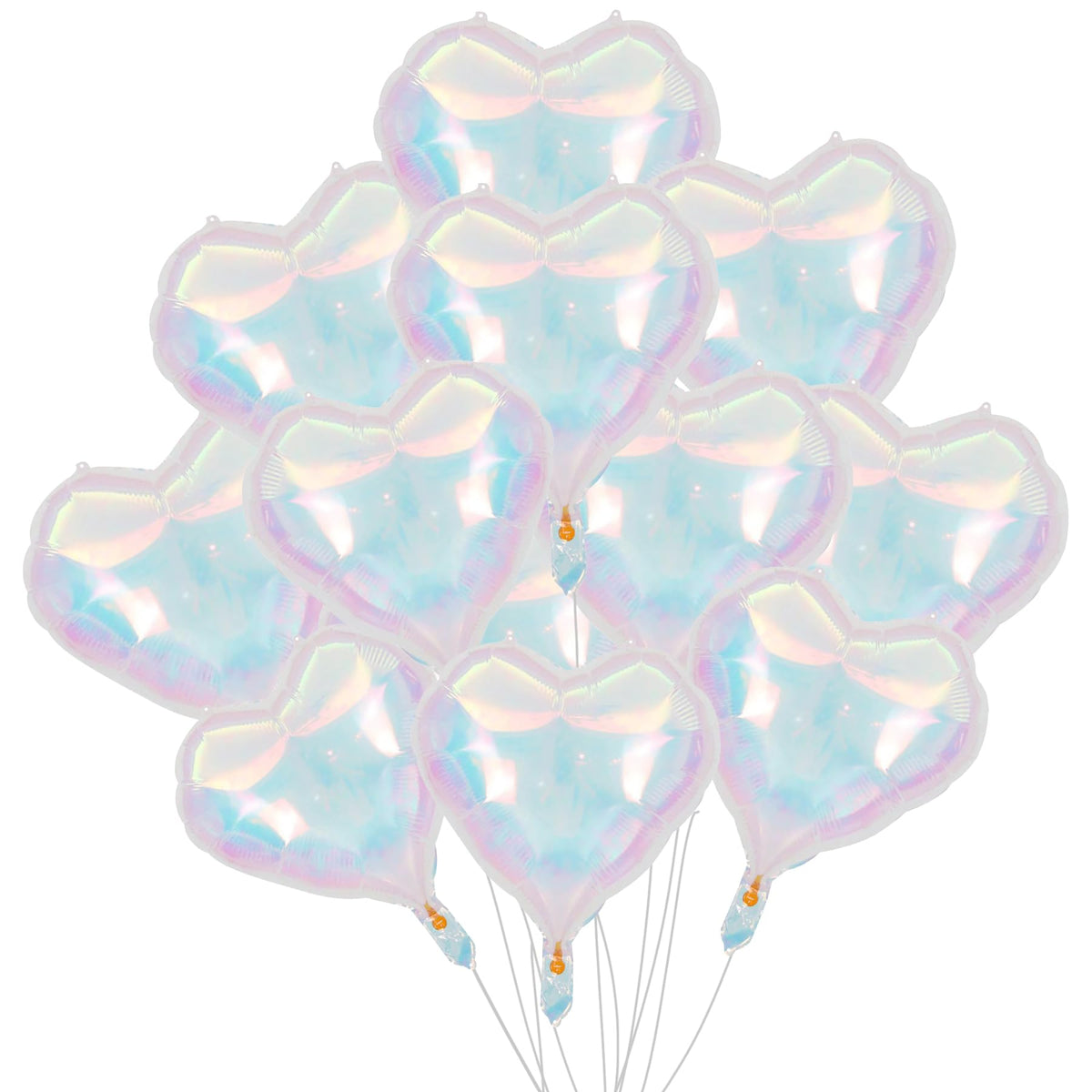 Iridescent Heart Balloons – 12 Pack, 18 in