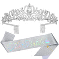 Bride Crown & Sash Set – Silver