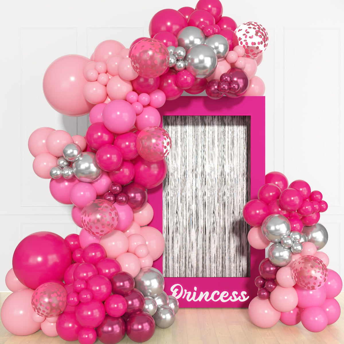 Pink & Silver Balloon Garland Kit – 140 Pieces