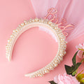 Rose Gold Pearl Bride Headband with Veil