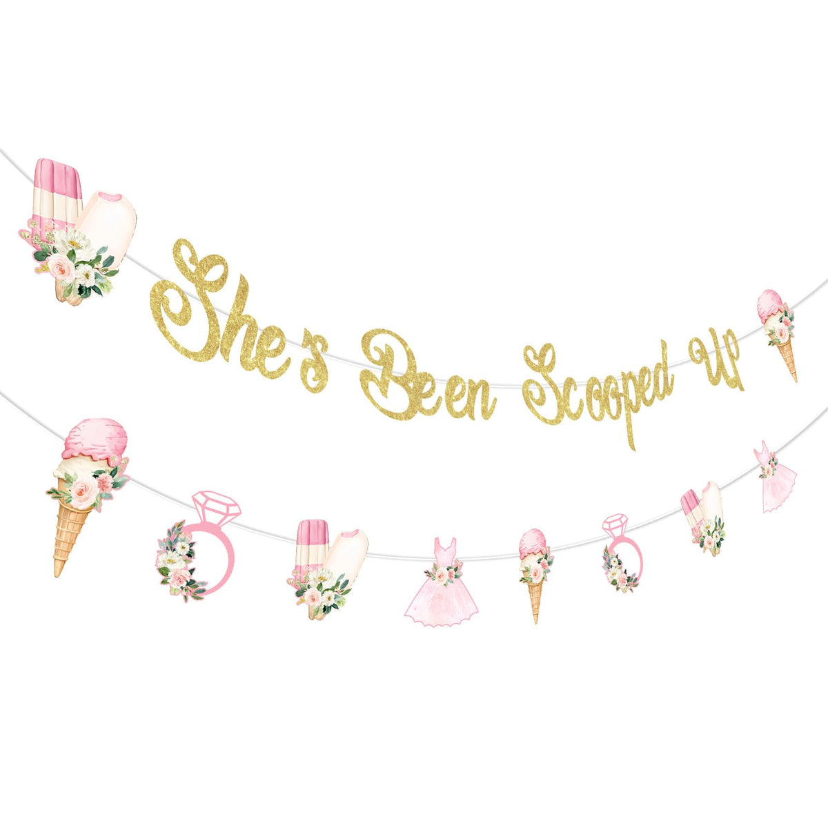 She's Been Scooped Up Ice Cream Banner Set