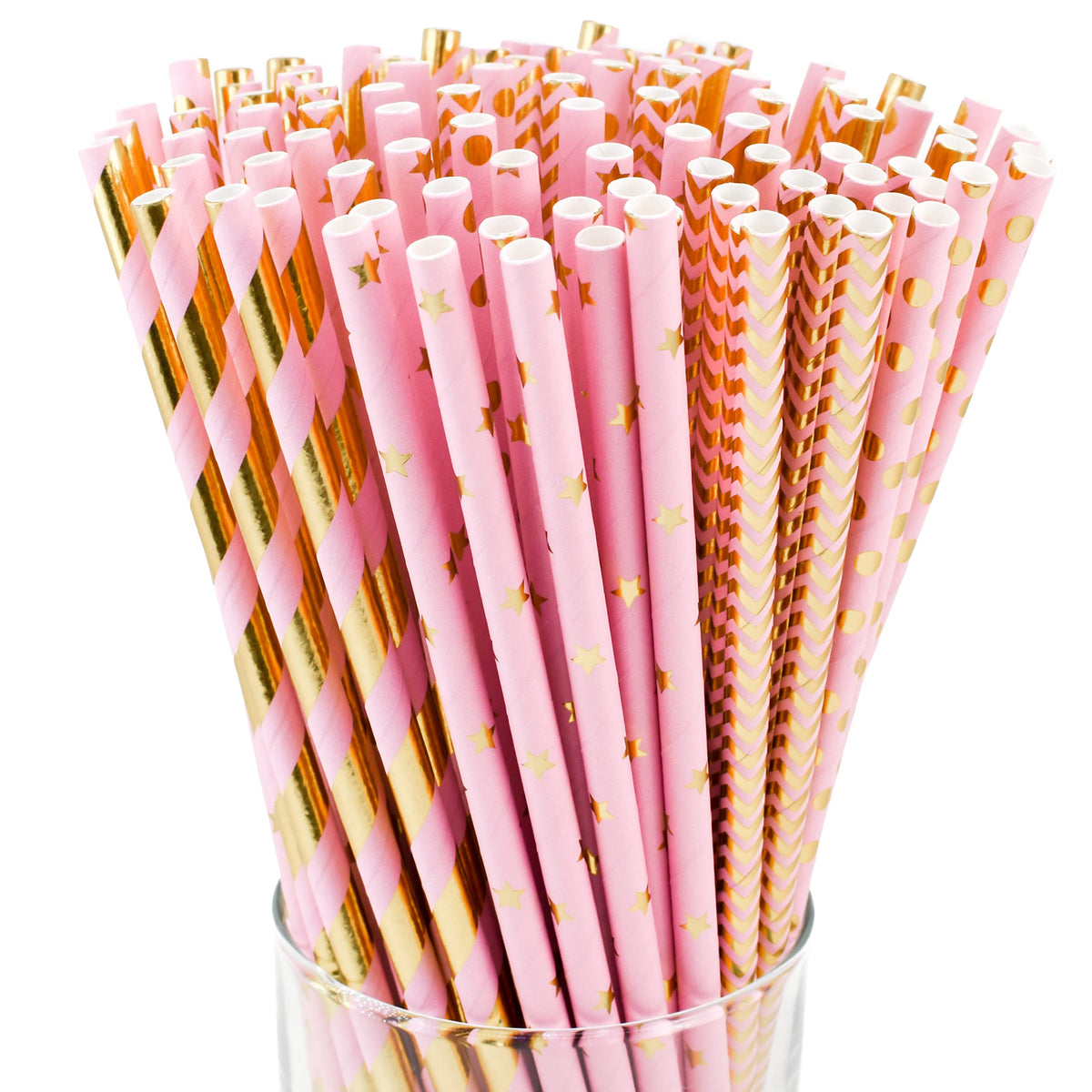 Pink & Gold Paper Straws – 100 Pack