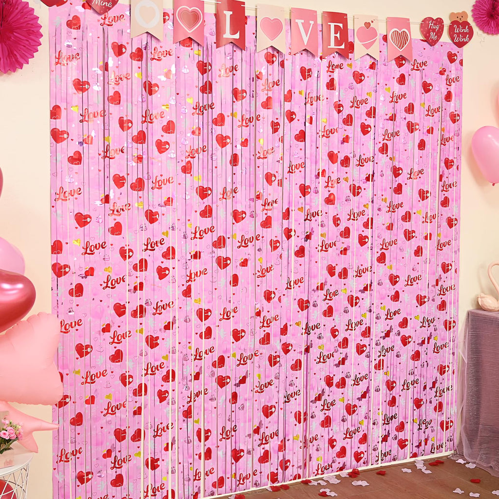 Red & Pink Foil Fringe Curtains – 2 Pack
