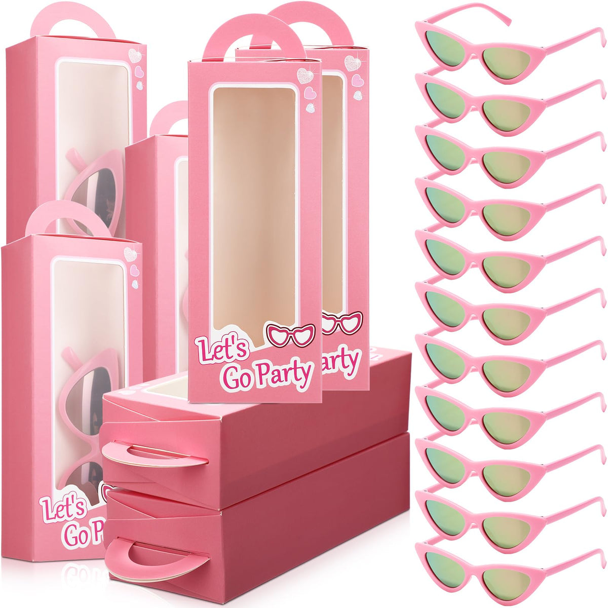 Pink Doll Favor Boxes with Sunglasses – 12 Sets