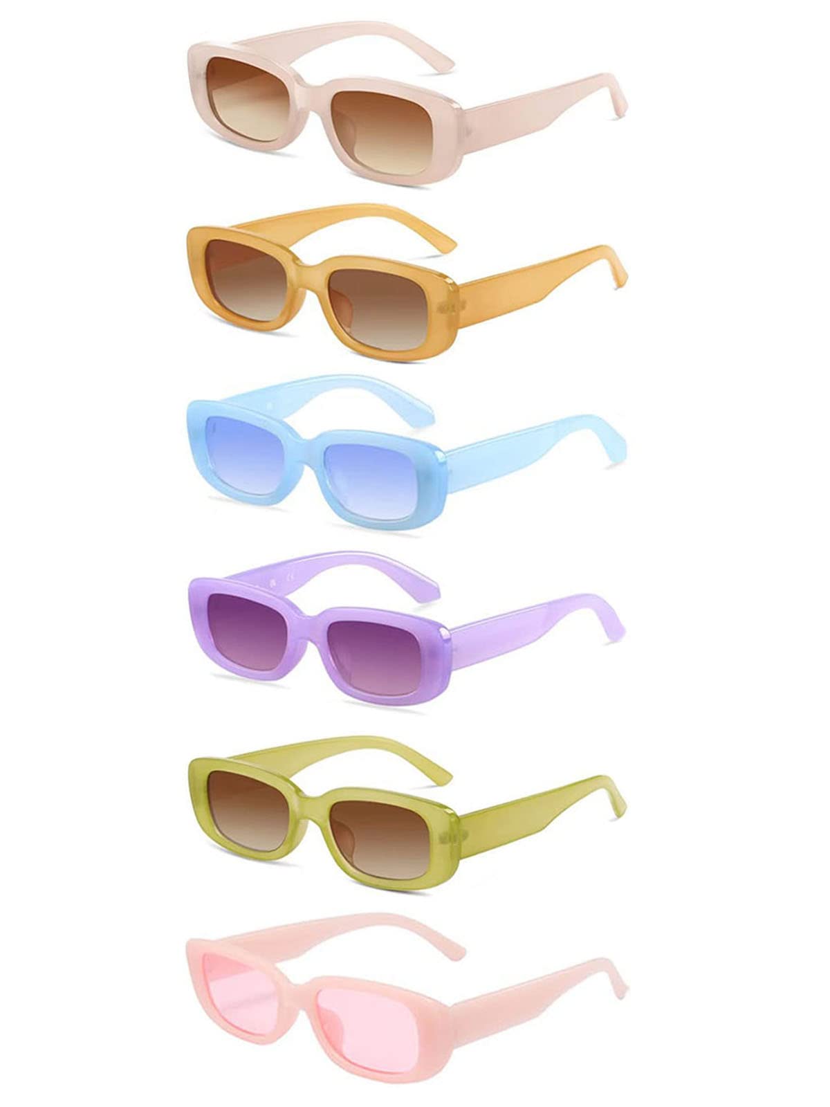 90s Jelly Rectangle Sunglasses – Set of 6
