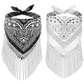 Rhinestone Fringe Bandanas – Black & White, Set of 2
